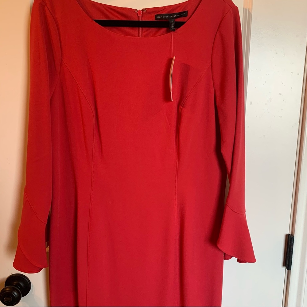 NWT Size 14 White House Black Market Body Perfecting Flutter Sleeve Sheath Dress - Picture 2 of 9